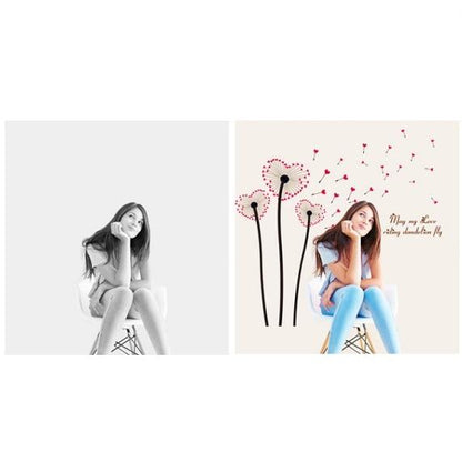 Wall sticker, heart-shaped dandelion, cotton, wall sticker Ay6026