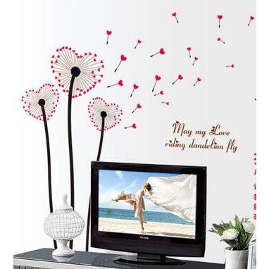 Wall sticker, heart-shaped dandelion, cotton, wall sticker Ay6026