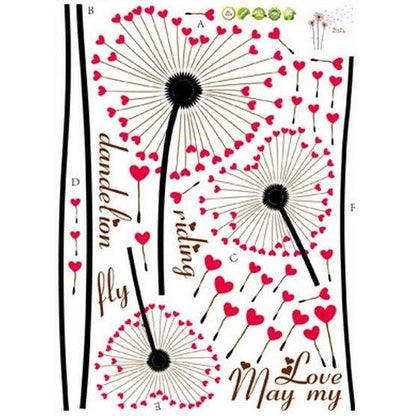 Wall sticker, heart-shaped dandelion, cotton, wall sticker Ay6026