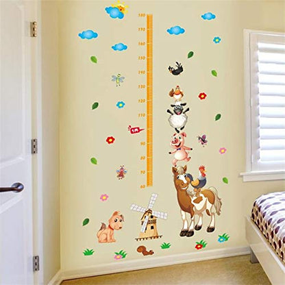 Children's room wall sticker Happy Farm Poultry Animals Height Chart Wallpaper Baby Cartoon Children'S Room Decoration Wall Stickers Nursery Measure Stickers xl8223