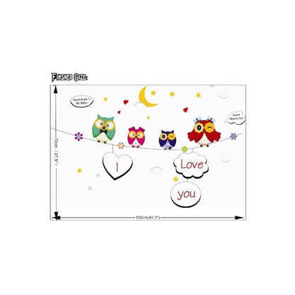 Ay641 DesignCreations PVC Vinyl 'Colorful Owls Wall Sticker
