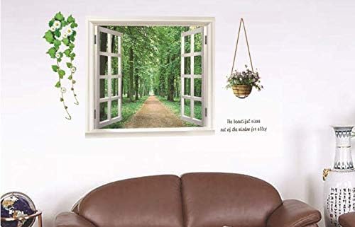 False Window Scenery 3d Wall Sticker Home Decor Green Forest Wall Decal For Living Room Wallpaper