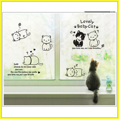 WALL STICKER LOVELY BABY CAT KUCING LOVE BLACK AY9048 WALL STICKER