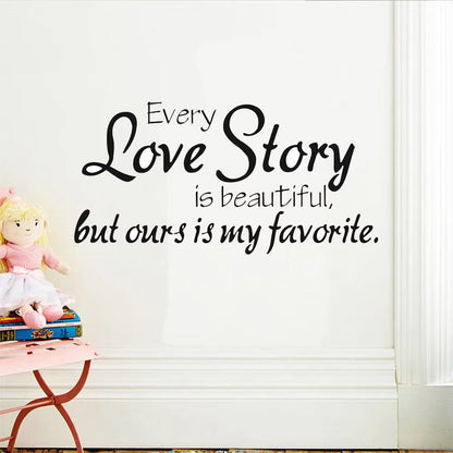 Wall Stickers Home Decor -English Quote "Every Love Story Is Beautiful" Vinyl Lettering Words Wall Art Quote Sticky Decals 30 Size : 45x67cm)