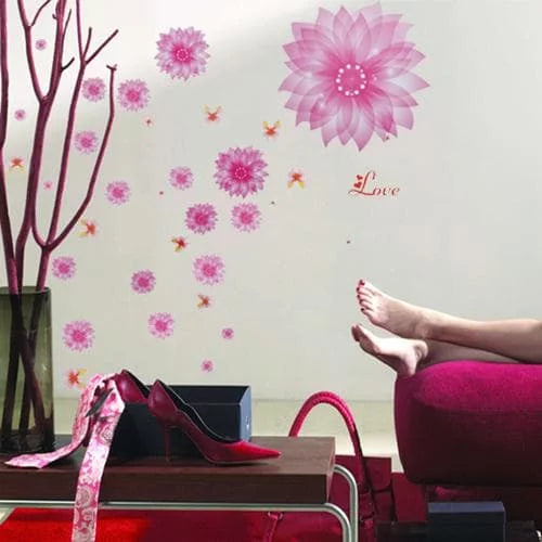 XY8056 WALLSTICKER wall sticker MUCH PINK FLOWERS