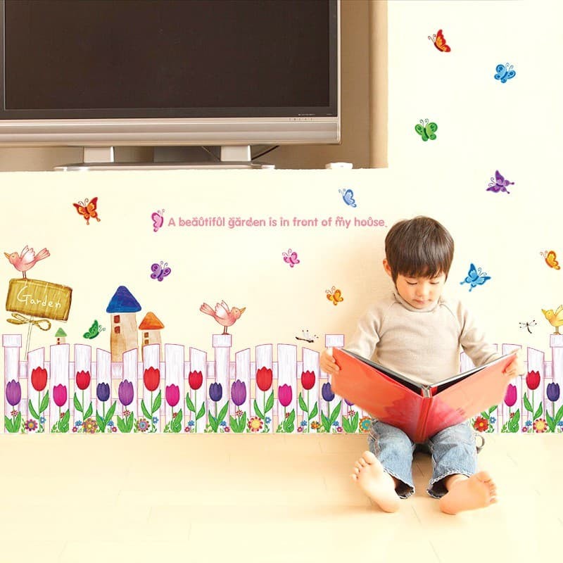 WALL STICKER TULIP GRASS FLOWER SK9079 STIKER