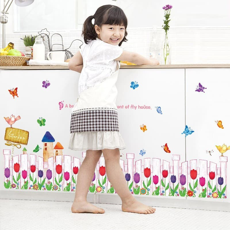 WALL STICKER TULIP GRASS FLOWER SK9079 STIKER