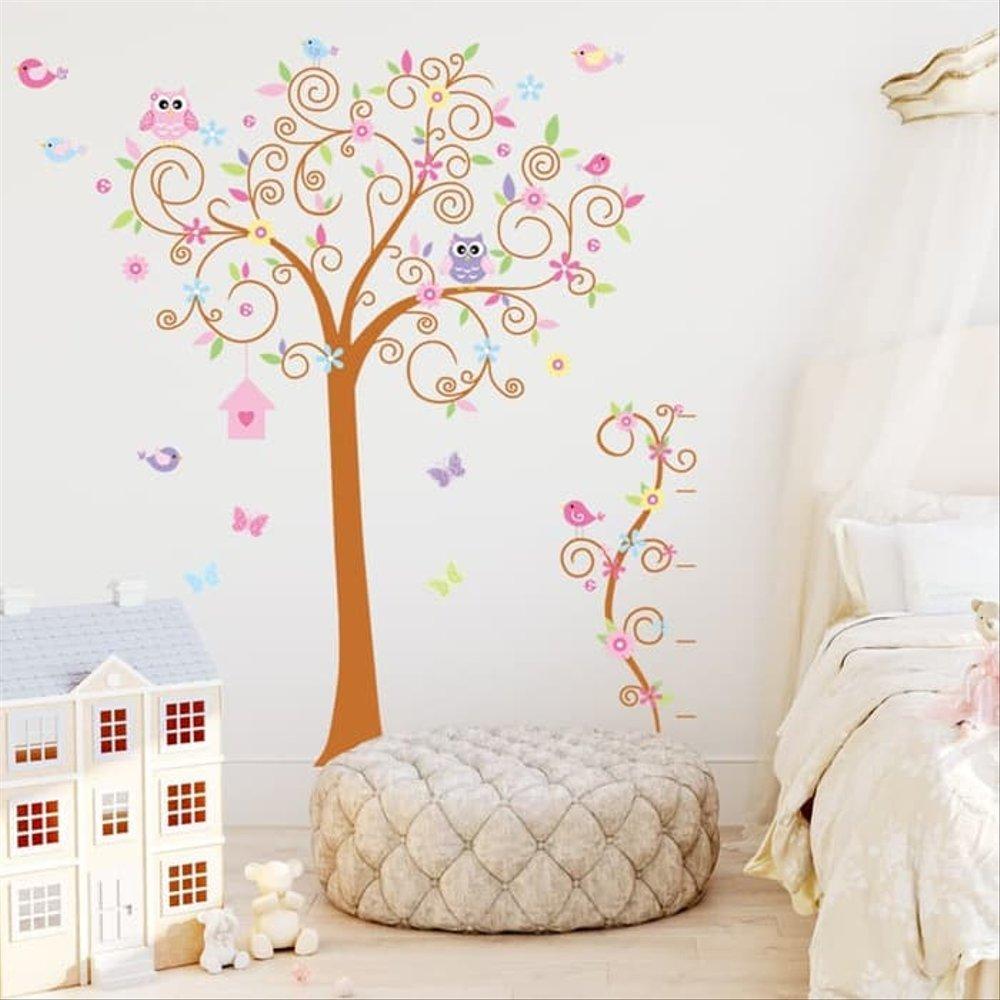 JM7250AB Owl Tree Wall Stickers for Kids Rooms 2pcs=1set Large Home Decor