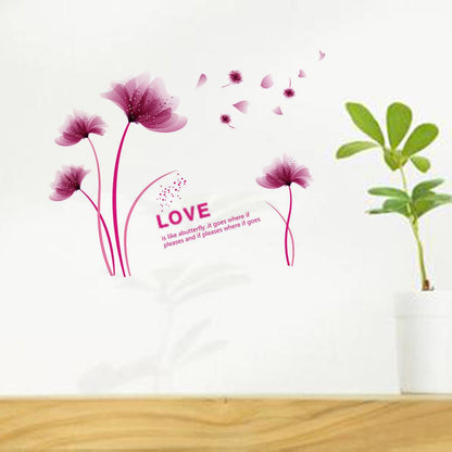 Purple Romantic Blooming Flowers Decorative Wall Stickers