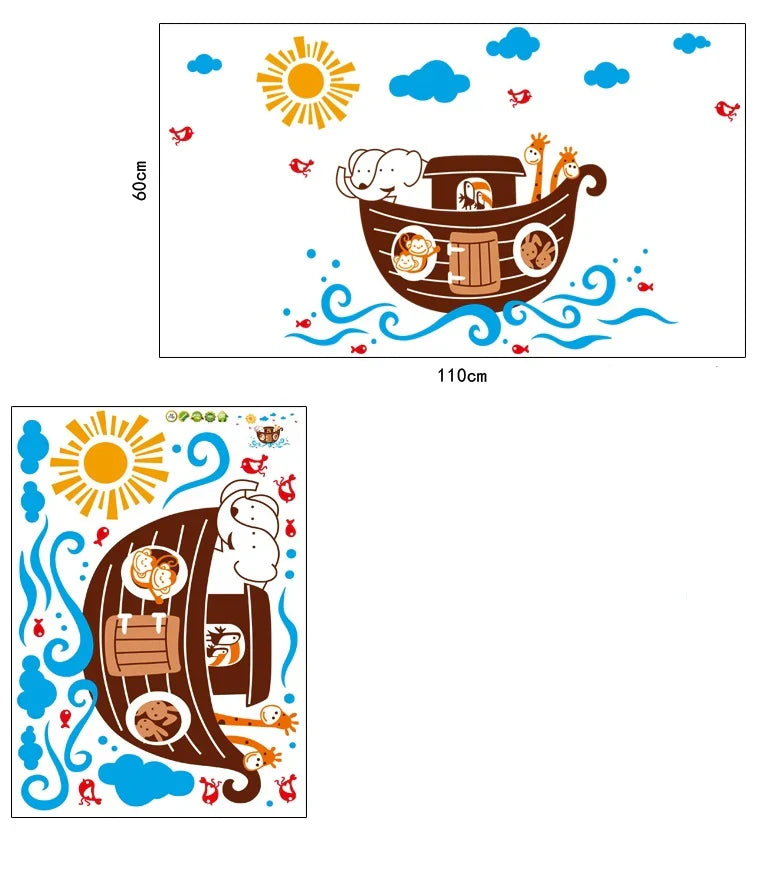 Jm8240 Wall Decal Elephant & Giraffe Wall Stickers