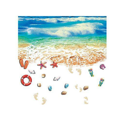 The SK9174N blue beach nano waterproof and oil-proof wall is attached to the porch bedroom floor seamless patchwork sticker PVC