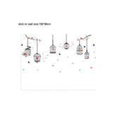 PG888  Girl's Walls Sticked with Bird Cages under Street Lamps and Loving Elk Composite Decoration Stickers