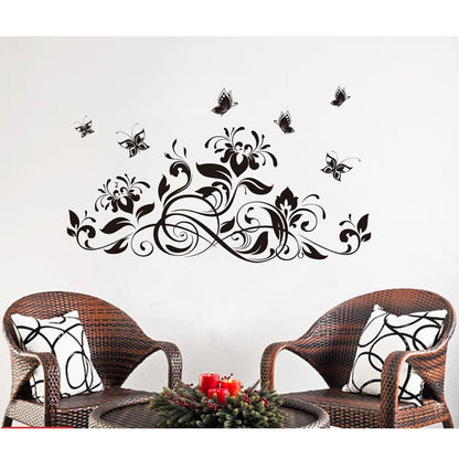Black blossom and Butterfly wall Sticker jm7164
