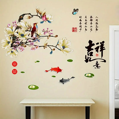 Removable Chinese Style Wall Sticker Magpie Plum Blossom Living Room