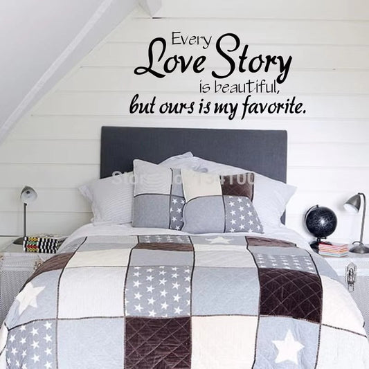 Wall Stickers Home Decor -English Quote "Every Love Story Is Beautiful" Vinyl Lettering Words Wall Art Quote Sticky Decals 30 Size : 45x67cm)