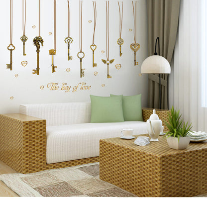 The Keys Of Love Wall Sticker SK-9115 Hanging Wall Paper PVC Removeable Wall Decor Wall Stickers
