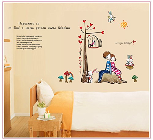 Wall decal two lovers leaning back ay924