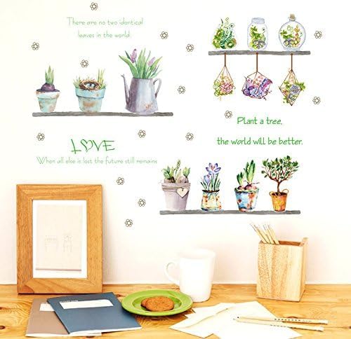 Sk7164 Green Plant Potted Wall Sticker