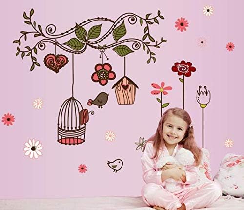 Simple Warm Pink Birdcage Removable Wall Sticker Ay7102