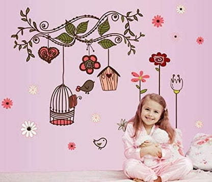 Simple Warm Pink Birdcage Removable Wall Sticker Ay7102
