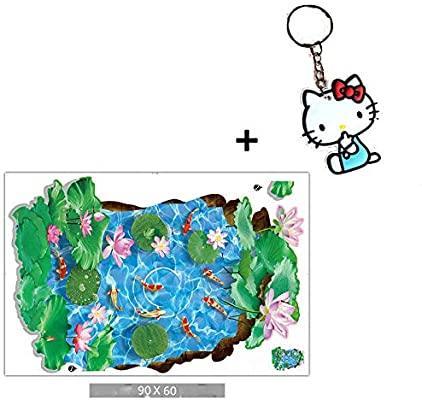 Creative 3D Lotus Pond Vinyl Wall Stickers Funny Art Wall Mural Floor Decals for Kids Rooms Bedroom Bathroom Waterproof XL8305