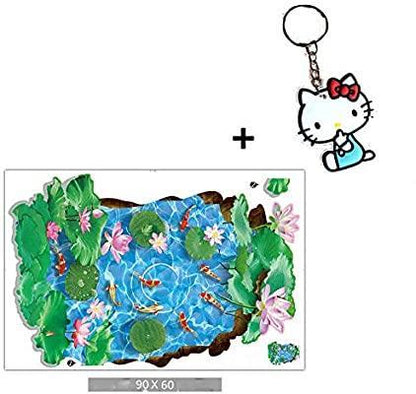 Creative 3D Lotus Pond Vinyl Wall Stickers Funny Art Wall Mural Floor Decals for Kids Rooms Bedroom Bathroom Waterproof XL8305