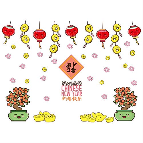CHUI-CC Home Decoration Wall Sticker New Year Weather Decoration Painting, "Happy New Year" Living Room Bedroom Festive DIY Sticker Wallpaper Sk9157ds