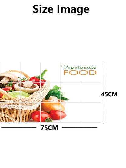 JAAMSO ROYALS Multicolor Vegetable Design Vinyl Self Adhesive Oil Proof Heat-Resistant Waterproof Kitchen Decor Wall Sticker (75 cm X 45 cm)