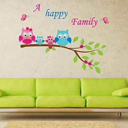Home Decoration Kid's Room Decal Cartoon Cute Happy Owl Family Wall Sticker Ays6013