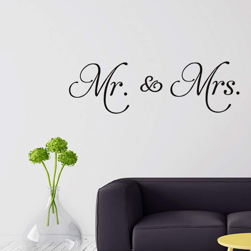 Letters Mr and Mrs Removable Family Wall Decals Lettering Vinyl Wall Art for Bedroom