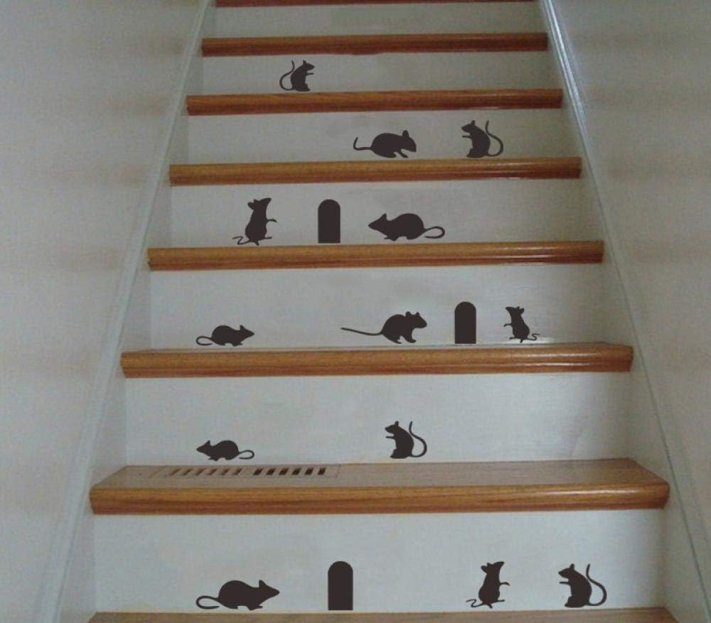 Nuevos dibujos animados pequeño ratón familia agujero escaleras pegatinas de pared esquina escalera decoración calcomanías de pared extraíble DIY vinilo arte Mural