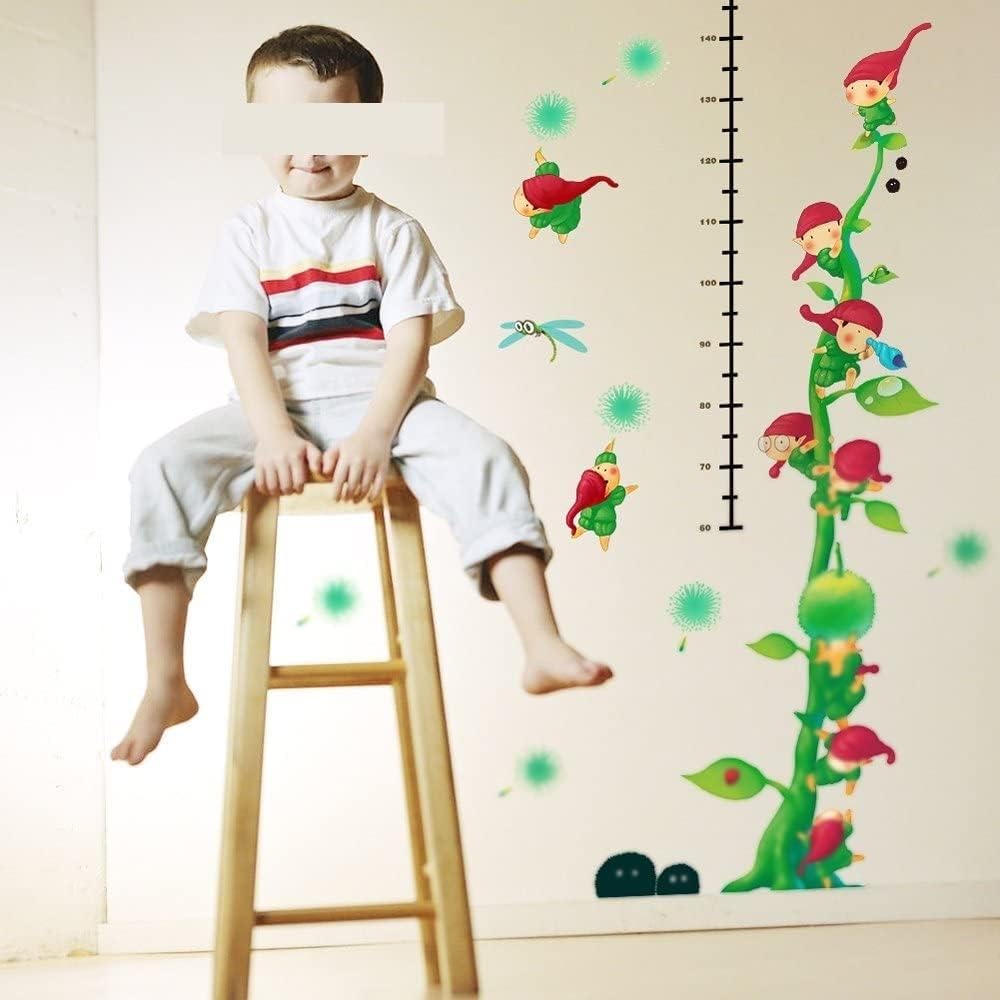 Ccd007 height chart wall sticker,kids wall stickers, Cartoon Green Vines Wall Stickers for Kids Room Nursery Decor Background Removable Children's Height Measuremnt Growth Chart