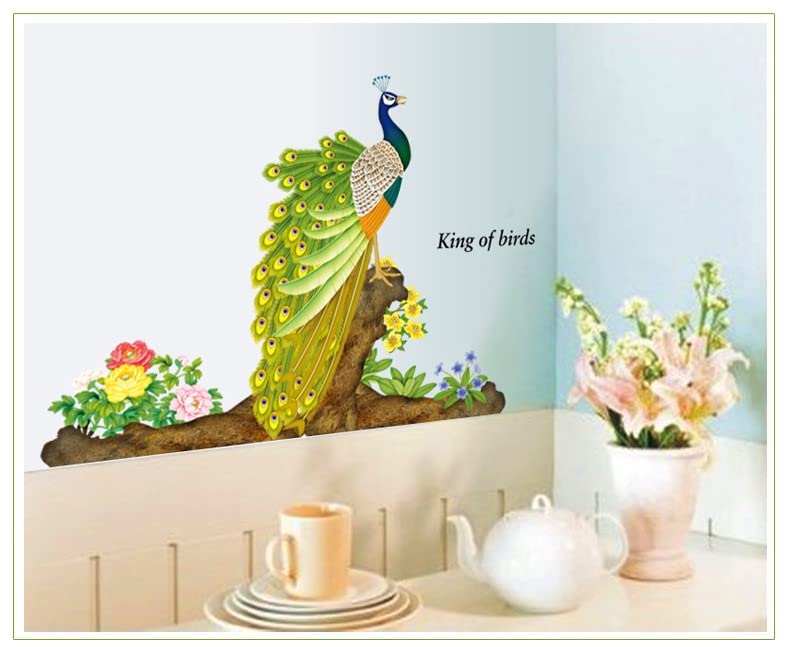 JAAMSO ROYALS Beautiful Peacock Peel and Stick Self Adhesive Wall Sticker Mj9012