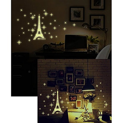 Night Lighting Eiffel Tower Vinyl Wall Decal PVC Home Sticker House Paper Painting Decoration Wallpaper Living Room Bedroom Kitchen Art Picture DIY Murals Kids Nursery Baby Decor