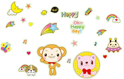 Cortina 25 cm Night Cartoon Radium Theme Vinly Wall Stickers Multi Color Glow in the Dark Sticker