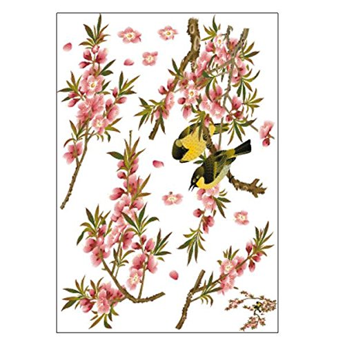 Soledi® DIY Wall Decal Peach Blossom Tree Branches Love Birds Removable Wall Mural Sticker Bedroom Living Room Home Art Wall Decor