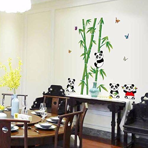 Ay9215 Oren Empower Playing Panda PVC Vinyl Large Wall Sticker for Kid's Room (Green, WxH-115 cm x 118 cm)