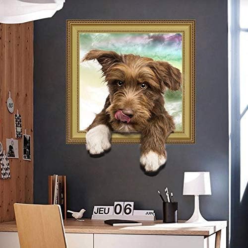 The new 3D simulation cute dog wall sticker PVC removable art decal kids room Bedroom Pet shop background decorative wall stickers