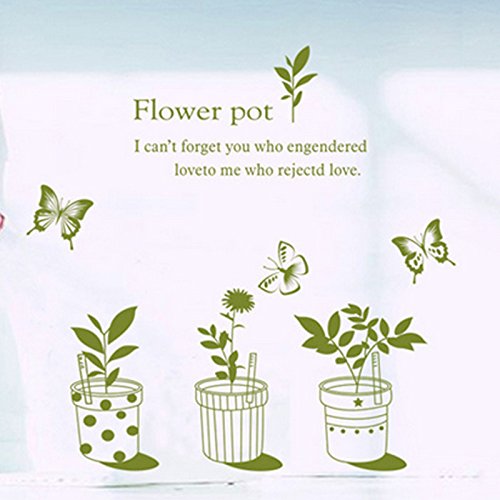 Ay7148 fashionbeautybuy Baby Boy's Wall Sticker English Letters Flower Pots Butterflies Paper Home Decal One Size Multi