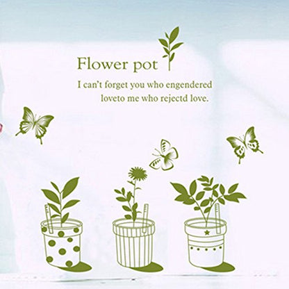 Ay7148 fashionbeautybuy Baby Boy's Wall Sticker English Letters Flower Pots Butterflies Paper Home Decal One Size Multi