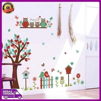 WALL STICKER POHON OWL BIRD BURUNG ANAK KIDS STIKER DINDING SK9162 di opagallery | Tokopedia
