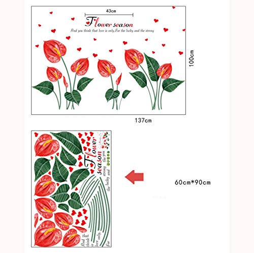 Anthurium Flower Wall Sticker DIY Bedroom Bedside Artistic Background Wall Decor Wall Decals Home Decor