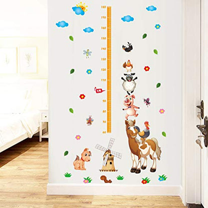 Children's room wall sticker Happy Farm Poultry Animals Height Chart Wallpaper Baby Cartoon Children'S Room Decoration Wall Stickers Nursery Measure Stickers xl8223