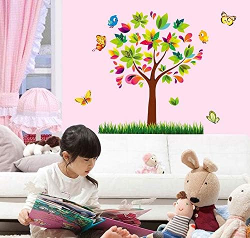 Mj9007 Wall Sticker Colorful Butterfly Tree Bird PVC Wallpaper Art Home Decal for Kid's Room