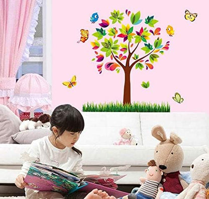 Mj9007 Wall Sticker Colorful Butterfly Tree Bird PVC Wallpaper Art Home Decal for Kid's Room