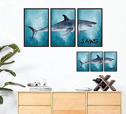 sAMHEZ HM92012 JAWS FRAME 3D DEEP BLUE SEA WALLSTICKER WALL STICKER