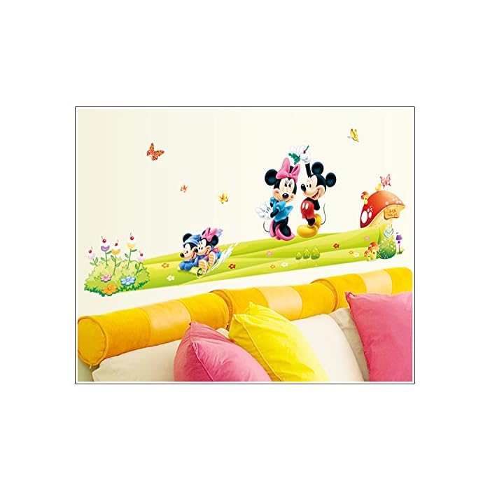 Cartoon Wall Sticker Mickey Mouse Minnie Wall Sticker Children Room Classroom Wall Sticker Bedroom Living Room WallpaperDF5086 size60x90