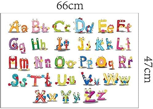Hinleise Wall Stickers English Alphabet Letters Stickers Cute Cartoon Art Mural Decal for Kids Bedroom Nursery Classroom Early Education Removable Wall Decoration 45 60Cm