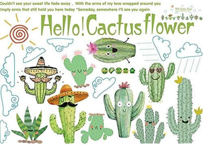 Cactu plant cartoon DIY wall stickers for Kids room Bedroom Kindergarten Eco-friendly Art Decals Murals Brand: Other