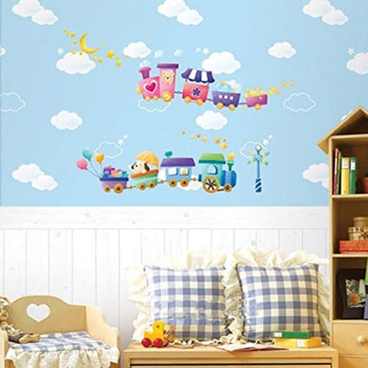 DM570092 Train Moon Star Pinwheel Wall Decals Home stickers paper sukurattia-topikutya- DIY Mural Kids Nursery Baby Room Decoration